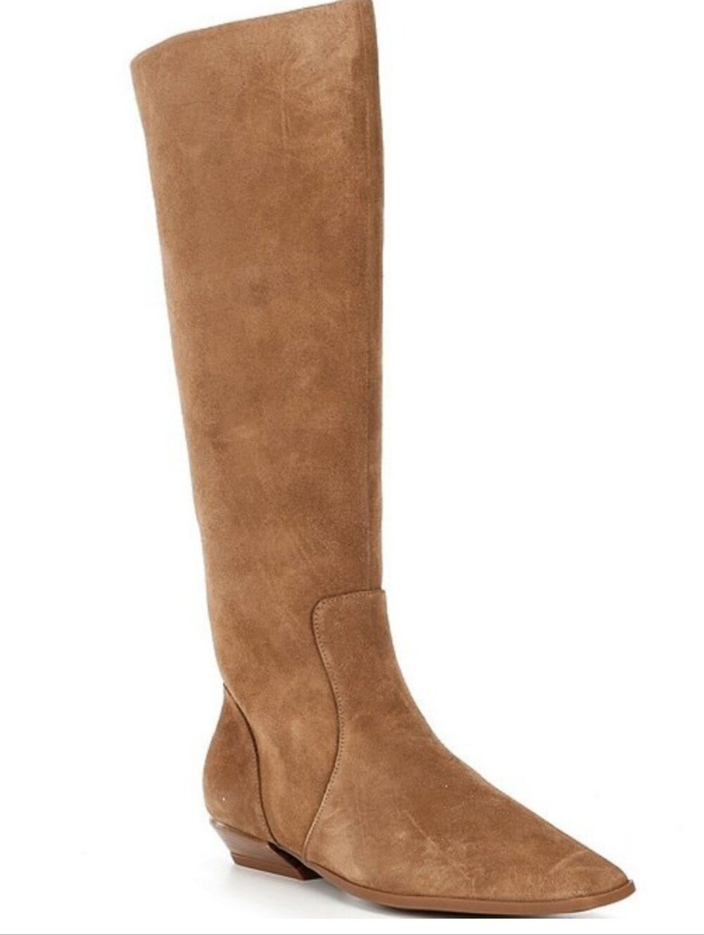 Gianni Bini Knee High Boots 8 Tan Suede Deion Contemporary Square Toe New $210